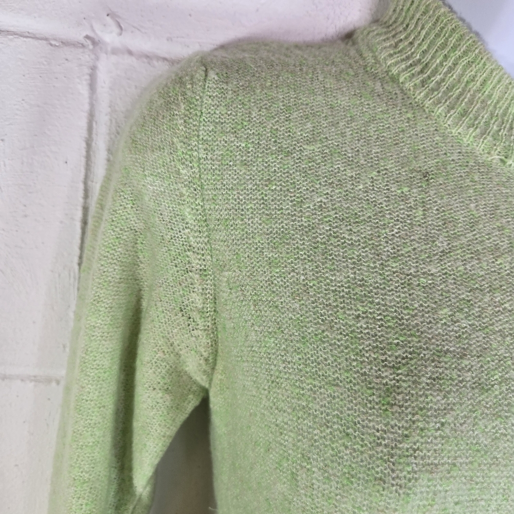 Vintage 70s Light Green Knit Sweater Dress, Mod GoGo Acrylic, Belted - Picture 6 of 10